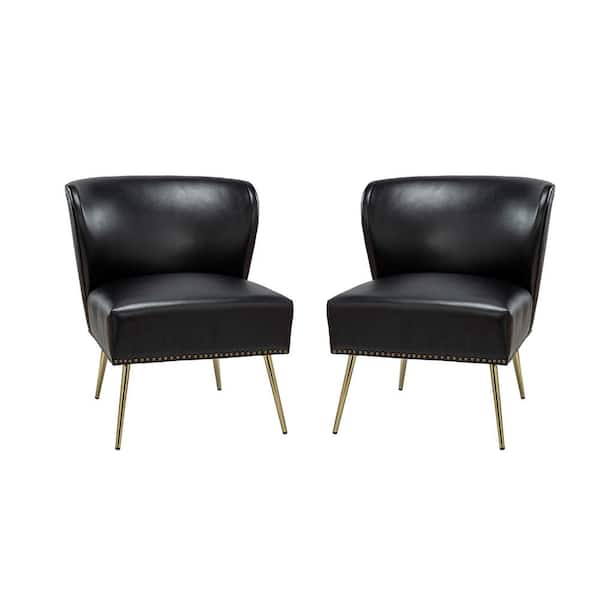 JAYDEN CREATION Anita Black Accent Side Chair with Metal Legs (Set of 2)