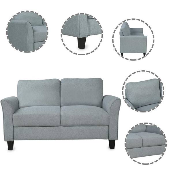 Mjkone Mid Century Reclining Loveseat Sofa for Bedroom Living Room Dark Gray