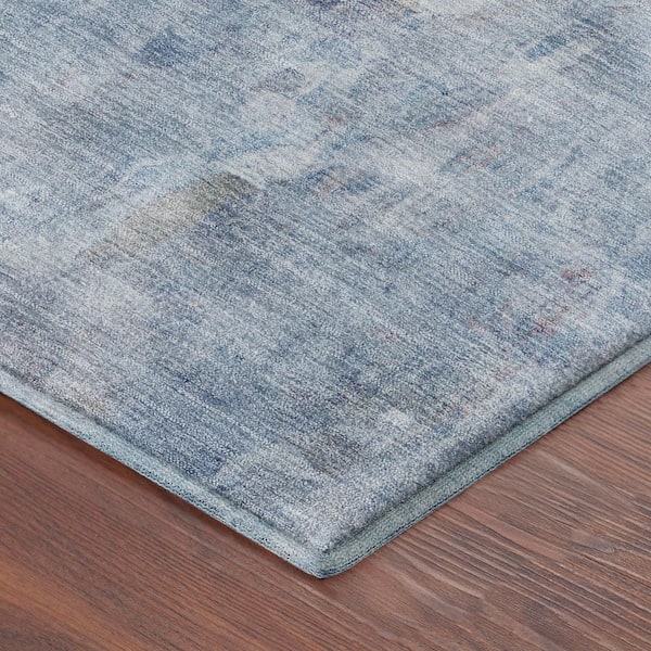 Mayfield Premium Machine Washable Abstract AMF2310 Blue 8 ft. x 8 ft. Round Rug