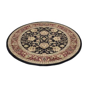 Ankara Mahal Black 5 ft. Round Area Rug