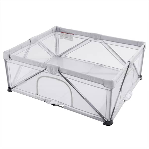 Kingdely Playpen for Outdoor, Crawling Area Enclosure for Babies with 2 Zippered Doors and A Bottom Pad