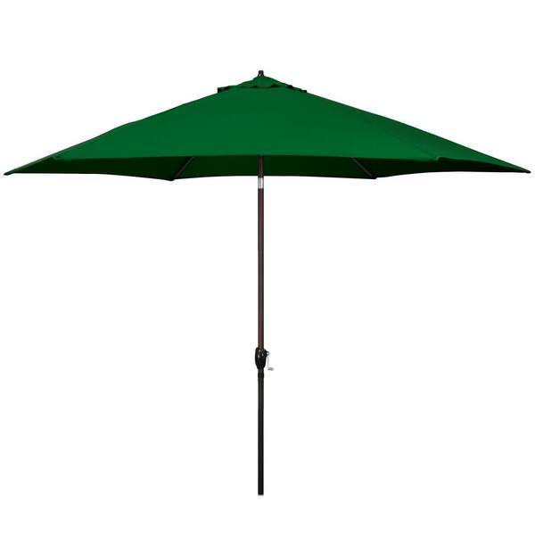 Astella 11 ft. Aluminum Market Patio Umbrella with Crank Lift and Push-Button Tilt in Polyester Hunter Green
