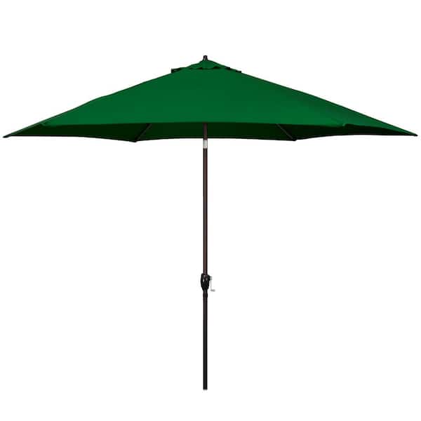 Astella 11 ft. Aluminum Market Patio Umbrella with Crank Lift and Push-Button Tilt in Polyester Hunter Green