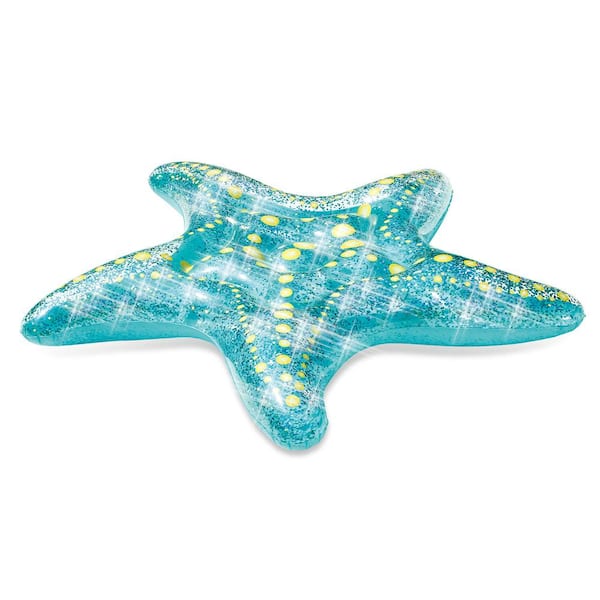 Joita Home FLOATING STARFISH Turquoise Indoor/Outdoor Pouf - Zipper Cover  with Luxury Polyfil Stuffing - 17 x 17 x 17 Cube 