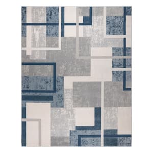 Ethan Abstract Geo Blue 5 ft. x 7 ft. Geometric Indoor Area Rug