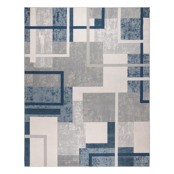 Gertmenian & Sons Ethan Abstract Geo Blue 5 ft. x 7 ft. Geometric Indoor Area Rug