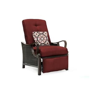 Saratoga Wicker Outdoor Recliner with Crimson Red Cushions