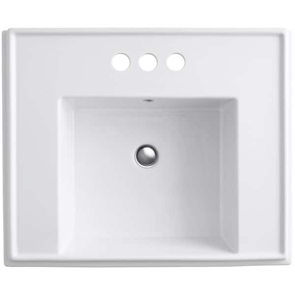 Tresham 24 in. Fireclay Pedestal Sink Basin in White with Overflow Drain