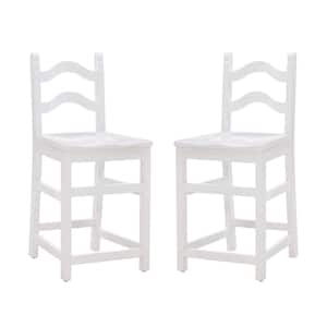 Calabash White Counter stool with Wood Seat (2 Pk)