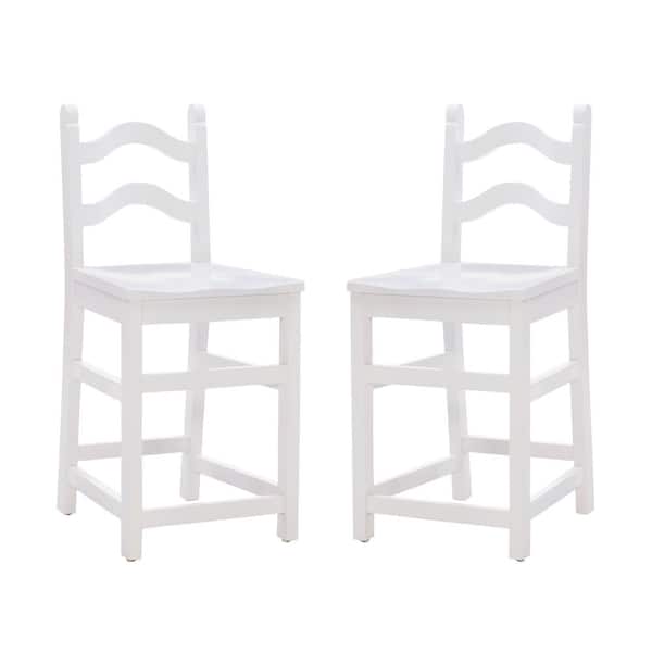 Linon Home Decor Calabash White Counter stool with Wood Seat (2 Pk)