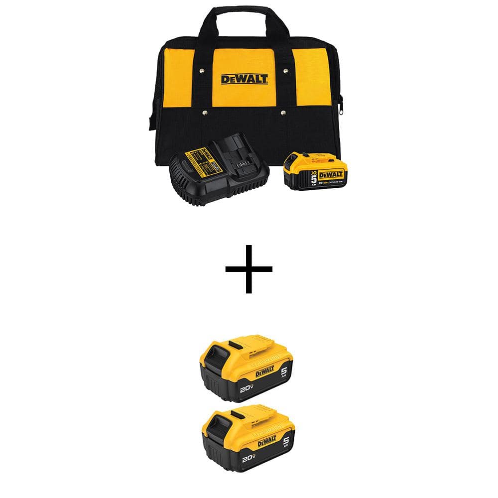 20V MAX Premium Lithium-Ion 5.0Ah Battery Pack (3-Pack), Charger and Kit Bag -  DEWALT, DCB205CKWB205-2