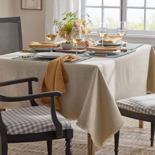 Company Cotton Solid Fringe Putty Tablecloth