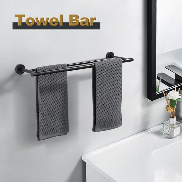 24 in. Stainless Steel Double Towel Bars for Bathroom, Wall Mount Towel Holder in Oil Rubbed Bronze