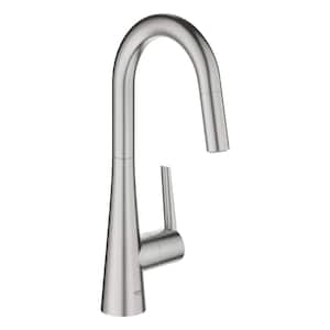 Zedra Single-Handle Pull-Out Sprayer Kitchen Faucet for Bar Sinks in SuperSteel Infinity Finish