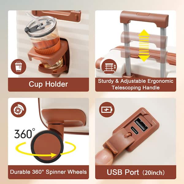 Merax 5 Bags 5-Piece Brown and White Expandable ABS Hardside