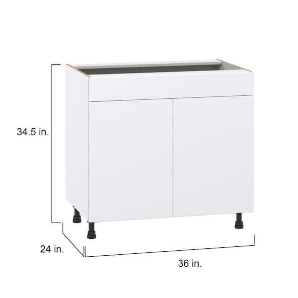 J COLLECTION Fairhope Bright White Slab Assembled Base Kitchen Cabinet with Full Height Doors (36 in. W x 34.5 in. H x 24 in. D)