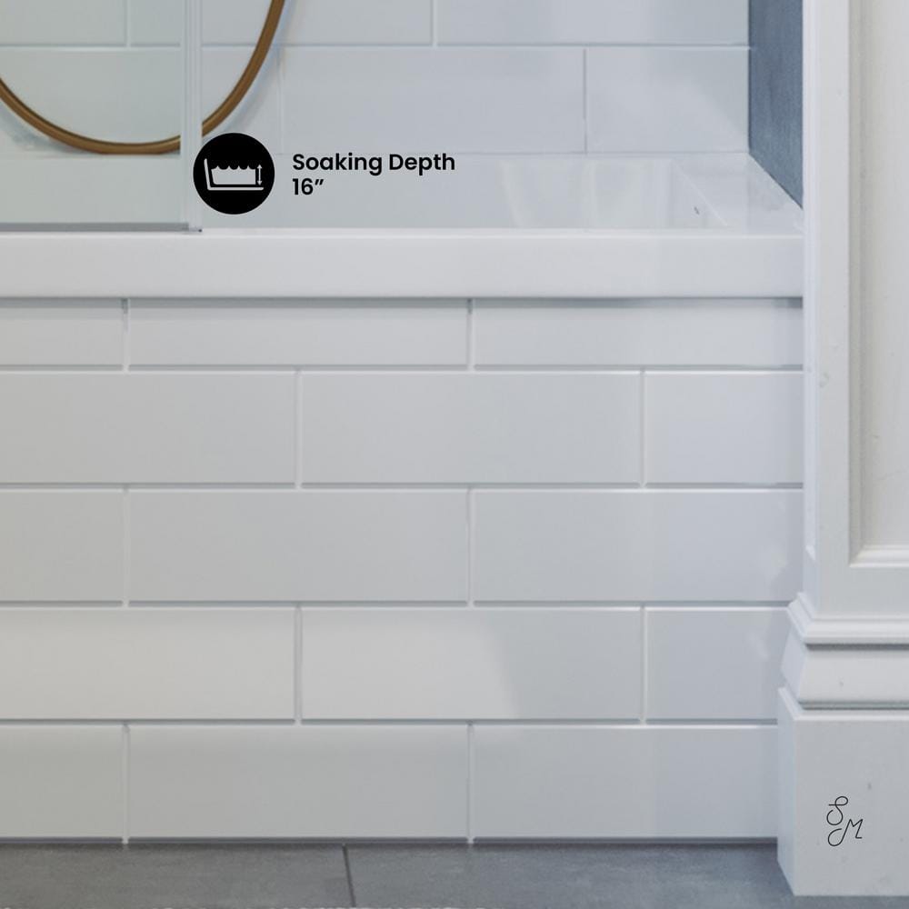 Voltaire Glossy White Acrylic Alcove Bathtub with Right-Hand Drain