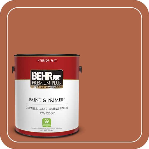 BEHR PREMIUM PLUS 1 gal. #M200-7 Rusty Gate Flat Low Odor Interior Paint & Primer