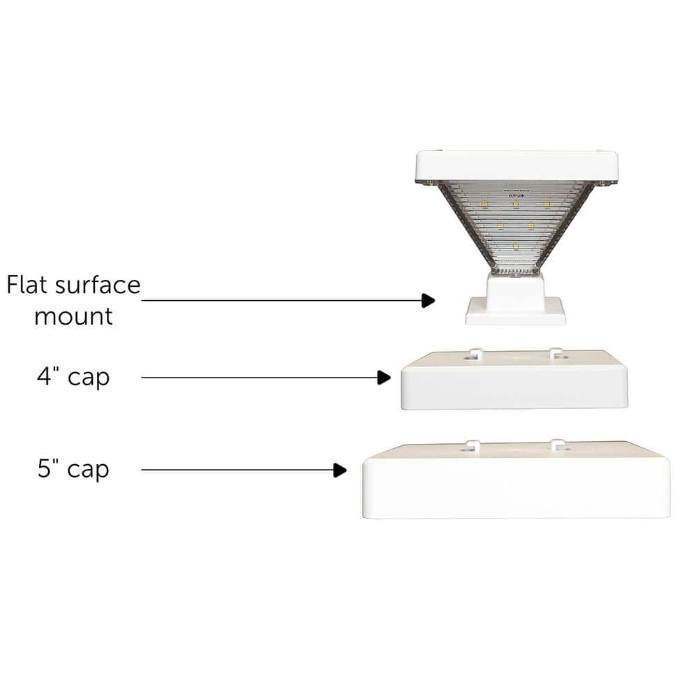Luxor White Solar LED Post Cap Lights with Dusk to Dawn Mode (Set of 2)