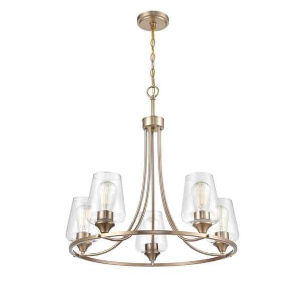 Ashford 5-Light 25 in. Modern Gold Hardwired Chandelier (1-Pack)