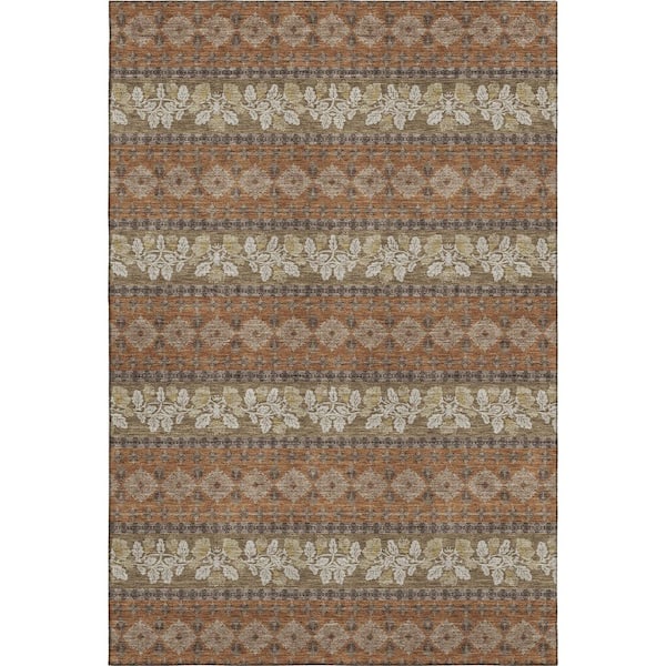 Mayfield Premium Machine Washable Abstract AMF2465 Terracotta 8 ft. x 10 ft. Area Rug
