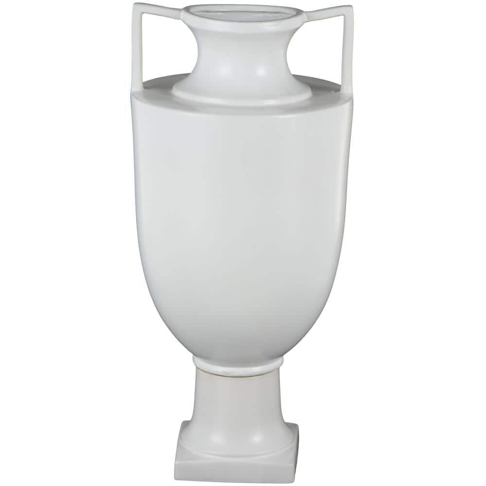 Litton Lane White Fluted Urn Shaped Ceramic Decorative Vase with