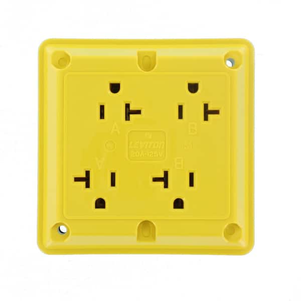 20 Amp 125 V Industrial Quadplex Outlet/Receptacle, Yellow (1-Pack) 21254-Y