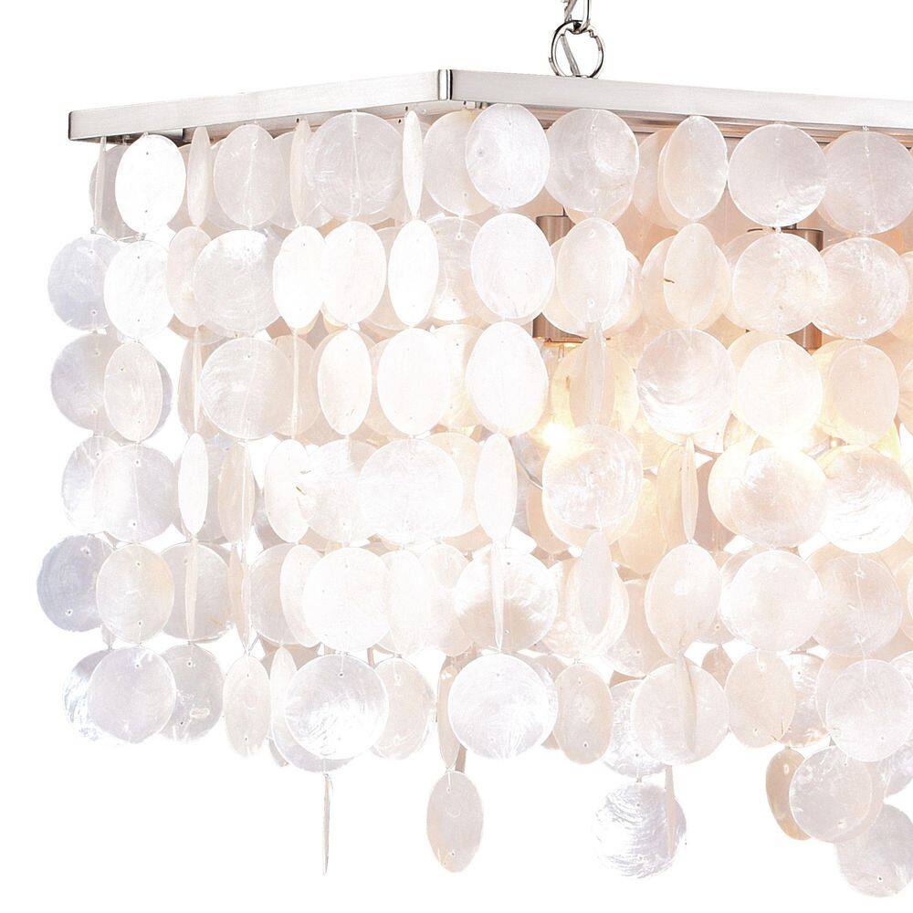 Elsa 36" Satin Nickel Glass Island Pendant Light