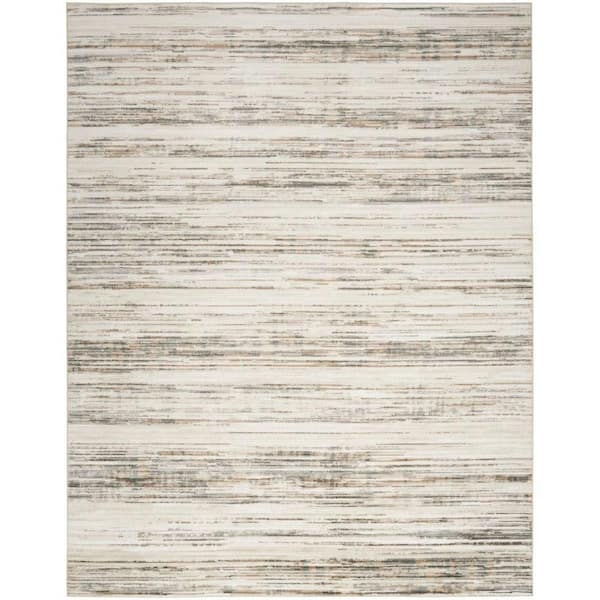 Serenity Home Ivory Beige 6 ft. x 9 ft. Abstract Contemporary Area Rug
