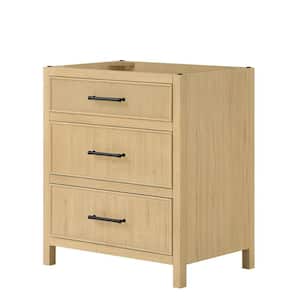 Isola 29 in. Freestanding Bath Vanity Cabinet without Top in Scandinavian Oak with Matte Black Trim