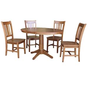 Distressed Oak 48 in. Oval Dining Table with 4-San Remo Side Chairs (5-Piece)