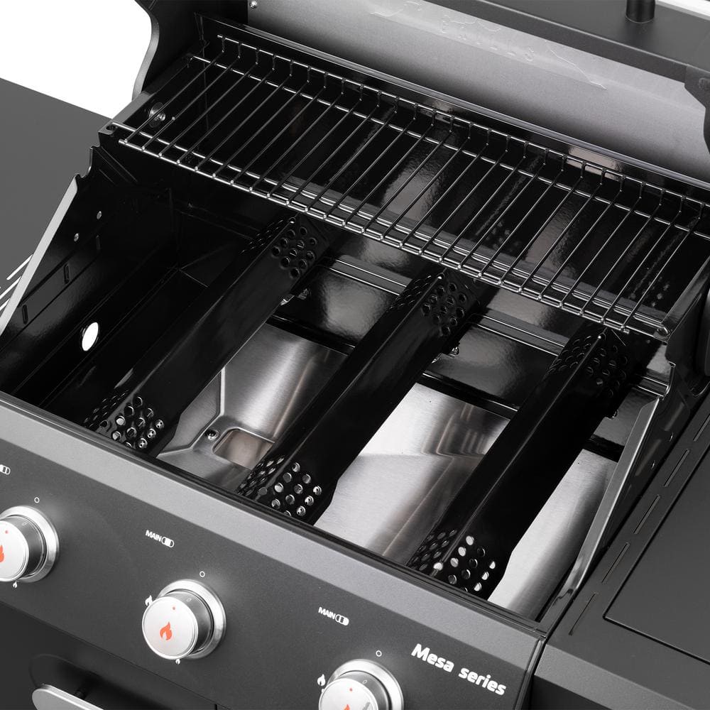 Mesa Black Stainless Steel 3-Burner Propane Gas Grill with Side Burner