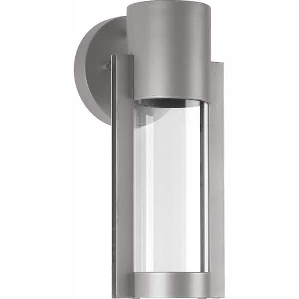 Progress Lighting Z-1030 LED Collection 1-Light Metallic Gray Clear Glass Modern Outdoor Small Wall Lantern Light