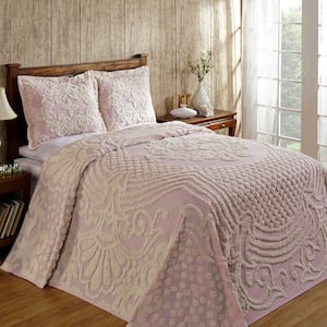 Florence 2-Piece 100% Cotton Pink Twin Medallion Design Bedspread Set