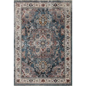 Samra Slate/Multi 9 ft. 6 in. x 13 ft. 1 in. Distressed Oriental Transitional Area Rug