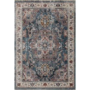 Samra Slate/Multi 11 ft. 6 in. x 15 ft. 7 in. Distressed Oriental Transitional Area Rug