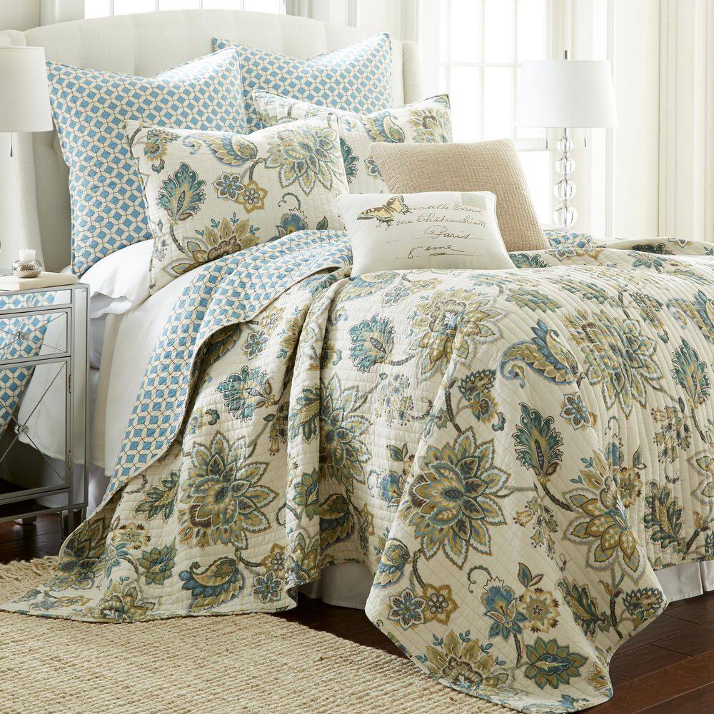 Blue and White Cotton Euro Sham Set of 2