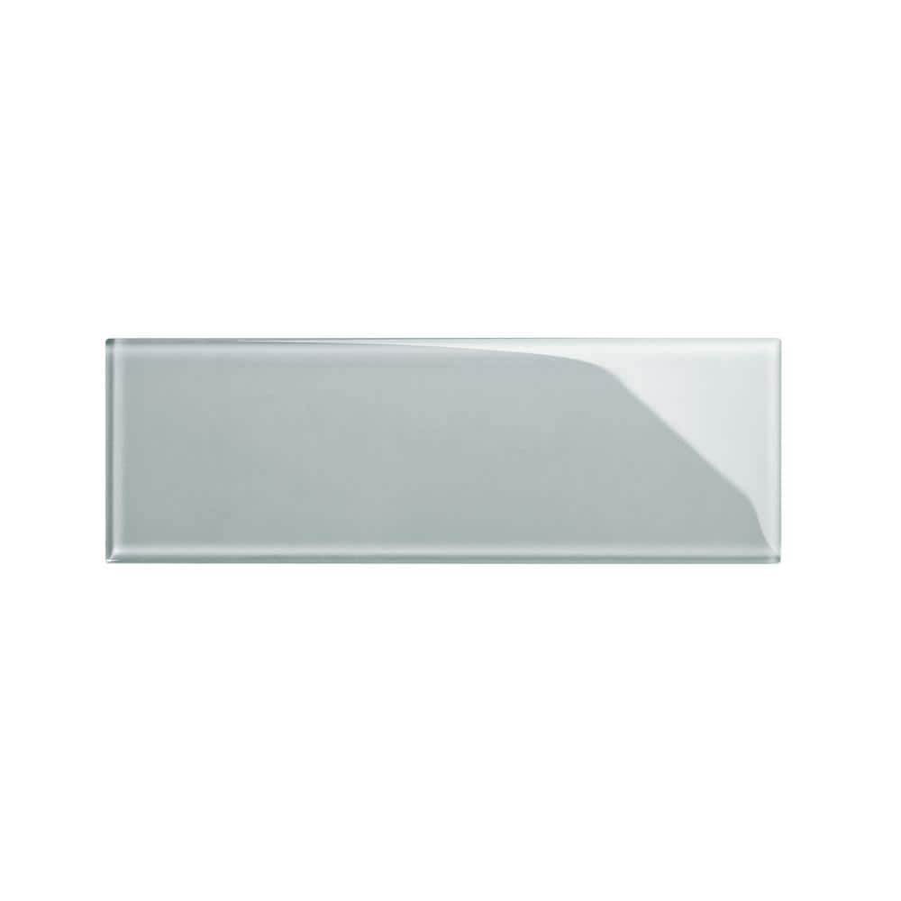 True Gray 4 in. x 12 in. x 8mm Glass Subway Tile Sample -  Giorbello, G4128-SMPL