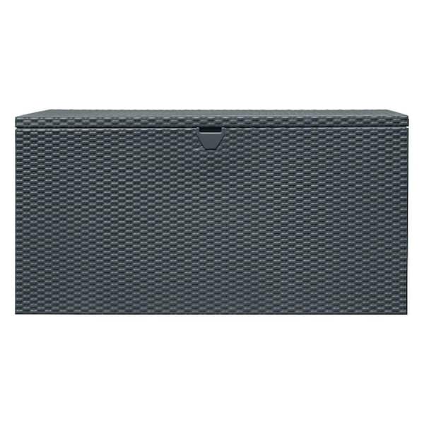 Arrow 4 ft. D x 2 ft. W x 2 ft. H 134 HDG Steel Spacemaker Deck Box in Anthracite with Corrugated Floor and Pneumatic Lift