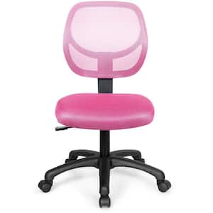 Armless Low-Back Adjustable Mesh Pink Swivel Office Task Chair