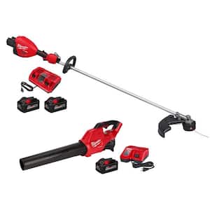M18 FUEL 18V Brushless Cordless 17 in. Dual Battery Straight Shaft String Trimmer w/Blower, (3) Battery, (2) Charger