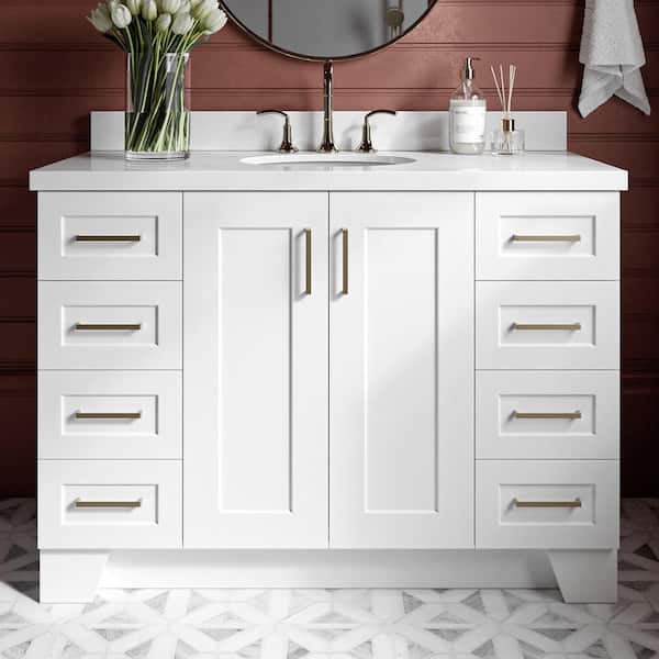 ARIEL Taylor 49 in. W x 22 in. D x 36 in. H Bath Vanity in White with Pure White Quartz Top