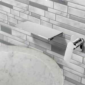 Novelty Single Handle Wall Mounted Faucet in Polished Chrome Storage Shelf Spout Waterfall Faucets (Valve Included)
