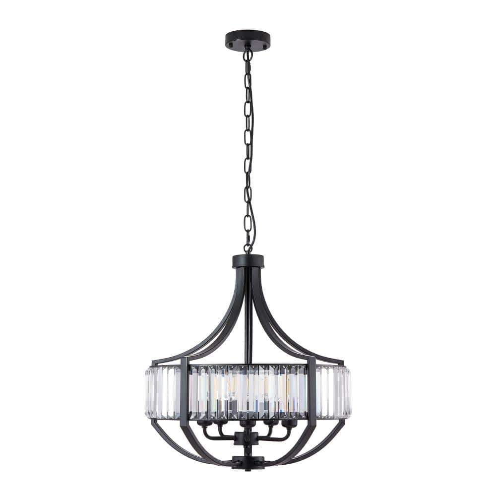 "19.7"" Crystal Chandeliers, 5-Light Black Antique Hanging Light Fixture for Kitchen Island, E26, No Bulbs Included" price history on PriceWatchPro