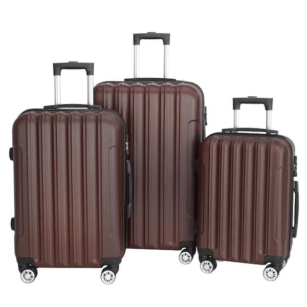 Winado Nested Hardside Luggage Set in Brown, 3-Piece - TSA Compliant