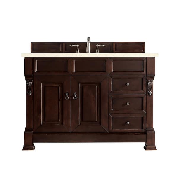James Martin Vanities Brookfield 48 in. W x 23.5 in. D x 34.3 in. H Bathroom Vanity in Burnished Mahogany with Eternal Marfil Quartz Top