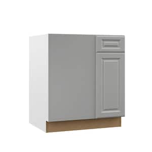 Designer Series Elgin Assembled 30x34.5x23.75 in. Blind Corner Left Base Kitchen Cabinet in Heron Gray