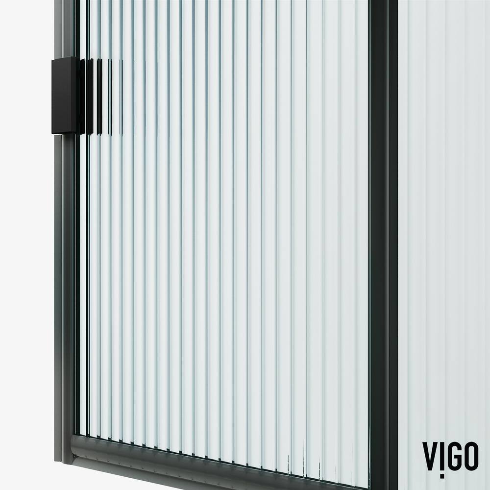 Arden Matte Black 34" x 78" Framed Shower Screen with Fluted Glass