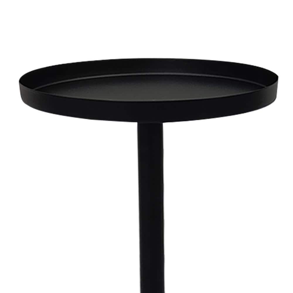 Matte Black Metal Round Tray Top Side Table