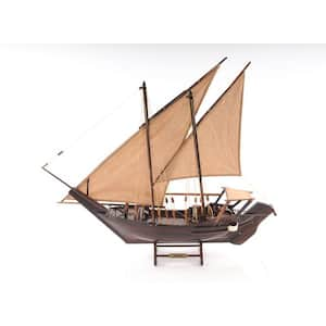 Wood Hand Painted Boat Decorative Sculpture